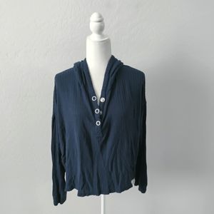 Chaser Navy Blue Waffle Hoodie Large